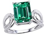 3.00 cts Genuine Lab Created Emerald Emerald Cut Solitaire Ring - 14kt White or Yellow Gold