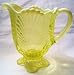 Vaseline Opalescent Glass Shell Footed Pitcher