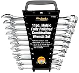 Wilmar W1062 11 Piece Metric Polished Combo Wrench Set with Rack