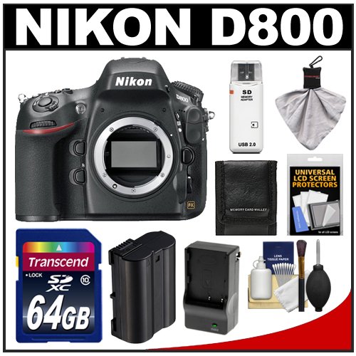Nikon D800 Digital SLR Camera Body with 64GB Card + Battery & Charger + Accessory Kit