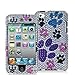 Electromaster Colorful Dog Paw Bling Rhinestone Diamond Snap-On Hard Sking Case for Apple Ipod Touch iTouch 4th Generation Gen 4g 4 8gb 32gb 64gb