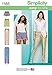 Simplicity 1165 Misses Slim Pull-On Pants, Shorts in 2 Styles Easy Sew Size: R5 (14-16-18-20-22)