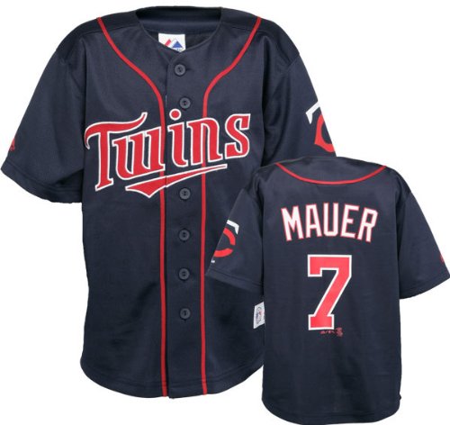 Joe Mauer Minnesota Twins #7 Navy Youth Player Jersey