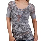 NBA Touch by Alyssa Milano Philadelphia 76ers Ladies Gray Burnout T-shirt with Crystals (Large)