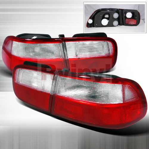 Honda Civic Eg 2Dr Jdm Red/Clear Tail Lights Depo