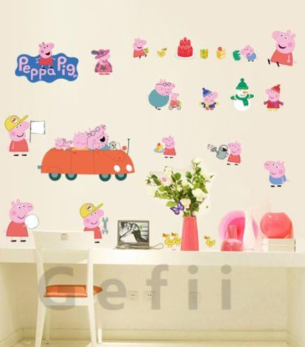 100x80cm(40x32in)cartoon Peppa Pig Wall Sticker Nursery Children Favorite for Bedroom Home Decoration