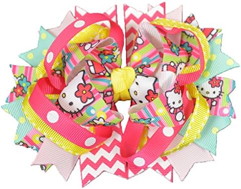 Hello Kitty Hair Bow Pink/Chevron/floral/Polka Dot