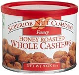 Image of Superior Nut Fancy Honey Roasted Whole Cashews, 9-Ounce Canisters (Pack of 6)