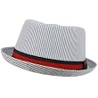 Men's Light Pinstripe Stripe Cool Pork Pie Fedora Upturn Brim Hat Blue 58cm L/XL