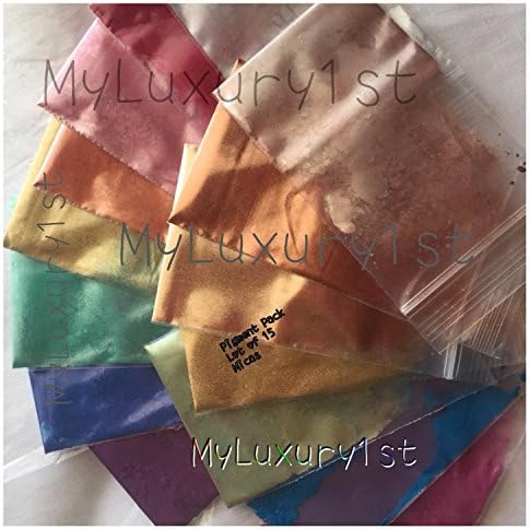 Lot of 15 Mica Pigment Soap Making, Mineral Makeup, Eye, Lip, Lotion Shimmer Powder Samples 2g Each Purple Blue Teal Gold Pink White Brown Black Smoke Fuchsia and More! 2 Gram Samples