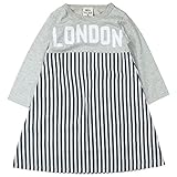 《H28年秋冬物》KICKY VILLAGE(キキイ ビレッジ) 天竺+布帛ストライプワンピース 120cm/グレー NO.KV-15410