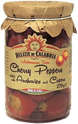 Delizie Di Calabria - Cherry Peppers Stuffed with Anchovies and Capers - 270g (Case of 12)