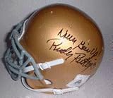 Rudy Ruettiger Autographed Notre Dame Fighting Irish Schutt Mini Helmet with Never Give Up Inscri