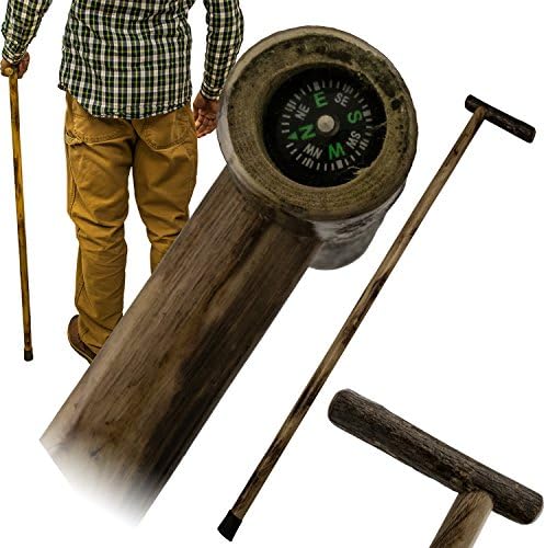 Compass Handle 38 Inch Walking Cane Hiking Stick