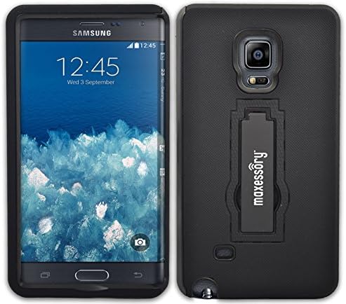 Note Edge Case, Maxessory Black Shock-Absorbing Rugged Tough Kickstand Stand Cover for Samsung Galaxy Note Edge Case