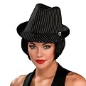Men's Pinstripe Fedora Hat Black/White Stripes