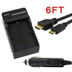 Everydaysource Compatible with Canon EOS 5D Mark II 2 7D , HDMI to Mini HDMI Cable 6FT + LP-E6 Battery Charger