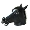 Head Mask - Rubber Horse Head Black, fur mane