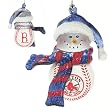 Boston Red Sox 3" Acrylic Striped Home Run Snowman - MLB Baseball