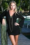 Long Sleeve Tunic with Crochet Band Gauze Cover Dress