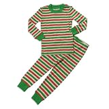 holiday family sleepwear-Sara's Prints - Infant Boys Long Sleeve Holiday Striped Pajamas, Green, Red (Size 24Months) On Sale