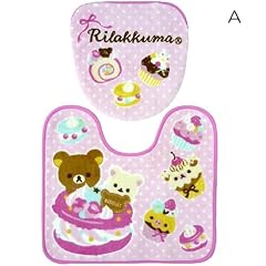 リラックマ《スイーツピンク》トイレ2点セット（特殊フタカバー+足元マット）☆キャラクターインテリア雑貨通販☆
