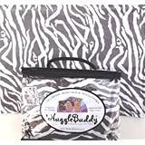 'NUGGLEBUDDY Microwaveable Moist Heat & Aromatherapy Organic Rice Pack. Cold Pack. Silver & White Zebra Fabric. This product is UNSCENTED.