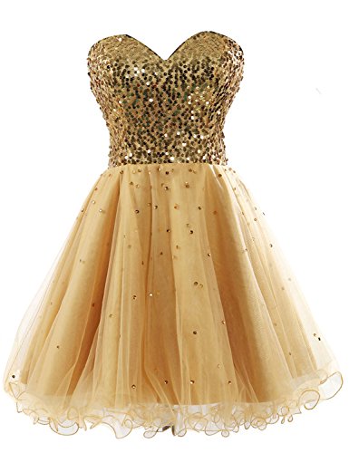 Clearbridal Women's Gold Sparkly Homecoming Dresses 2016 Prom Gowns CSD032