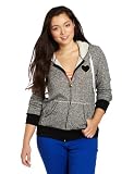 Southpole Juniors Plus Size Comfy Full Zip with Heart Embroidery at Chest Hoodie