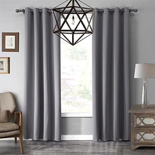 MAGINY Window Treatment Solid Blackout Thermal Insulated Grommet Drape Curtains (52 by 63 inch/132*160cm) Gray Single Panel