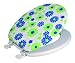 Siege Abattant WC Mousse H D Fond Blanc Fleurs Bleues