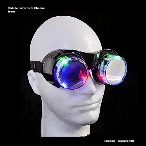 Light up LED Goggles with multi function,windproof,see through, and