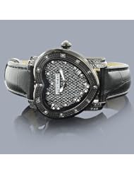 Luxurman Diamond Heart Watch 0.25ct Black