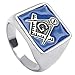 KONOV Stainless Steel Embossed Stamped Freemason Masonic Mens Ring, Blue Silver