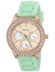 Fossil Womens ES3495 Stella Analog Display Analog Quartz Green Watch