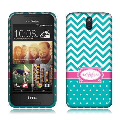 HTC Desire 612 Teal Mint Happiness Monogram TPU Skin Cover HTC Desire 612 Teal Mint Happiness Monogram TPU Skin Cover