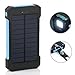 Solar Charger, 10000mAh Solar Power Bank with Dual USB, External Backup Battery Pack Solar Panel Cellphone Charger for IOS and Android Cellphones (Blue)