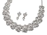 Wedding Jewelry Set, Pearl & Rhinestone Bridal Choker & Earrings 1256