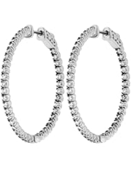  0.60 ct. tw Round Cut Diamond Inside Outside Hoop Earrings 14KW G-H SI1