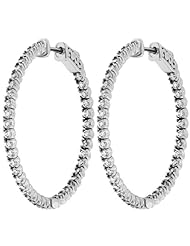  0.60 ct. tw Round Cut Diamond Inside Outside Hoop Earrings 14KW E-F VS2