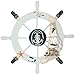 Rienar Nautical Beach Wooden Boat Ship Steering Wheel Fishing Net Shell Home Wall Decor (Seabird)