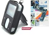 Black Leather Case for Creative Zen Vision M + Screen Protector for Creative Zen Vision
