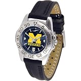 Michigan Wolverines NCAA AnoChrome Sport Ladies Watch (Leather Band)