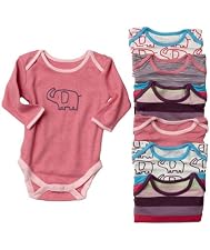 Girls Long Sleeve Sleepy Elephant Bodysuits - 7pk