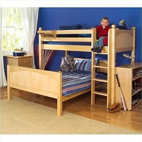 Maxtrix Kids Maxtrix Bedroom Series L - Shaped Twin Over Full Bunk Bedroom Set