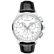 Big Sale Movado Men's 0606575 Circa Black Crocodile-Embossed Leather Strap Watch