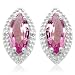 10k White Gold Marquise Created Pink Sapphire and Diamond Earrings