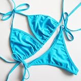 大人SexyＴバック三角マリンビキニ/水着/水色Blue