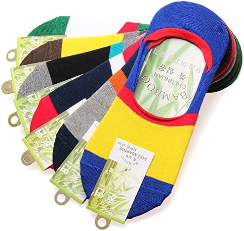 Men Summer Bamboo Colorful Ankle Low Cut No Show Crew Socks 5-pairs