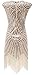 eforpretty Womens 1920s Diamond Sequined Embellished Fringed Flapper Dress(X-Small),Beige